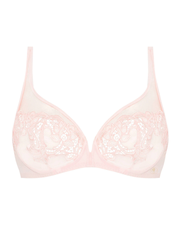 Simone Perele 15C319 Pink Nude Saga Sheer Plunge Underwire Bra myselflingerie.com